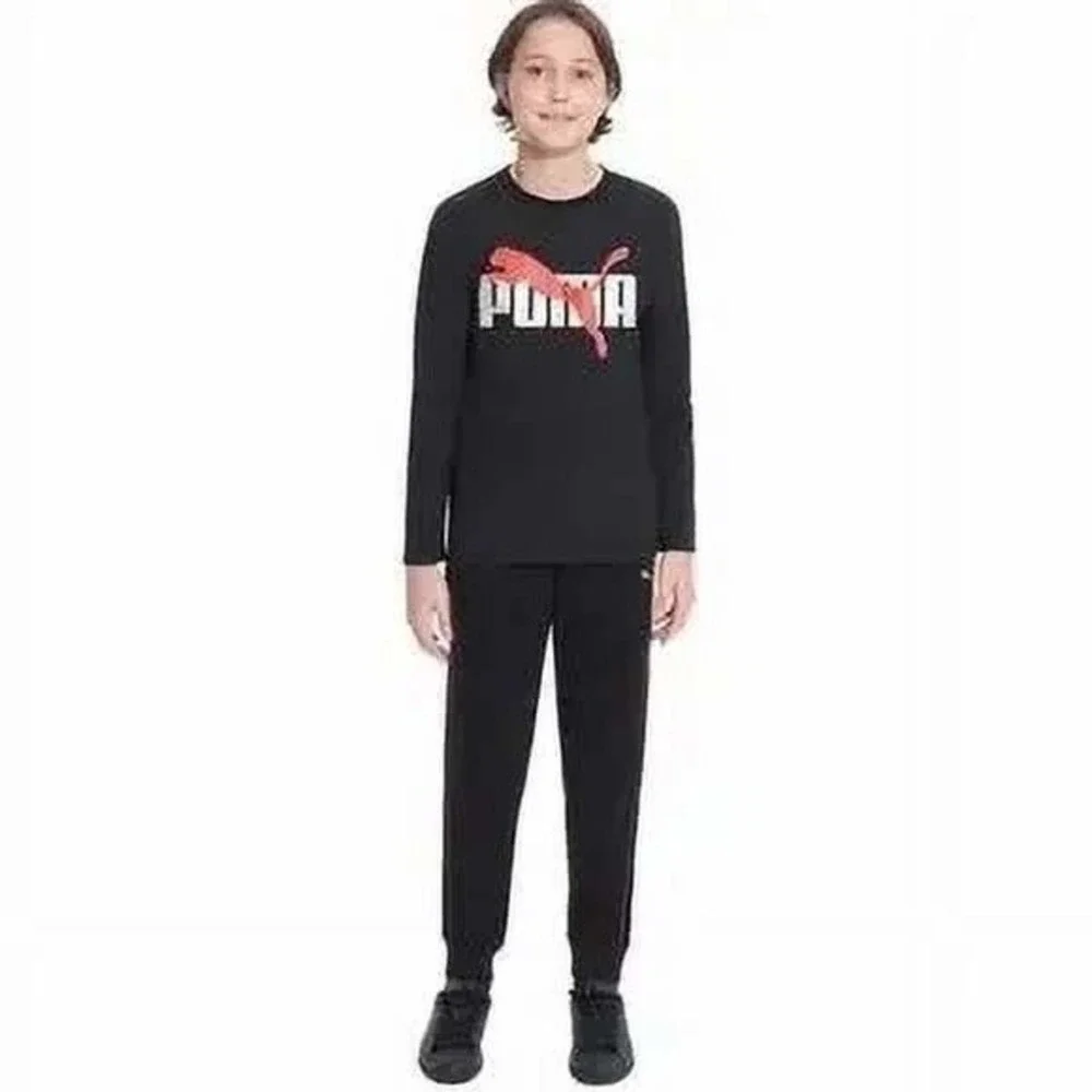 PUMA Youth Set Boy's Vest, Long Sleeve Shirt, Pants 3pc Red/Back Size Small NEW!